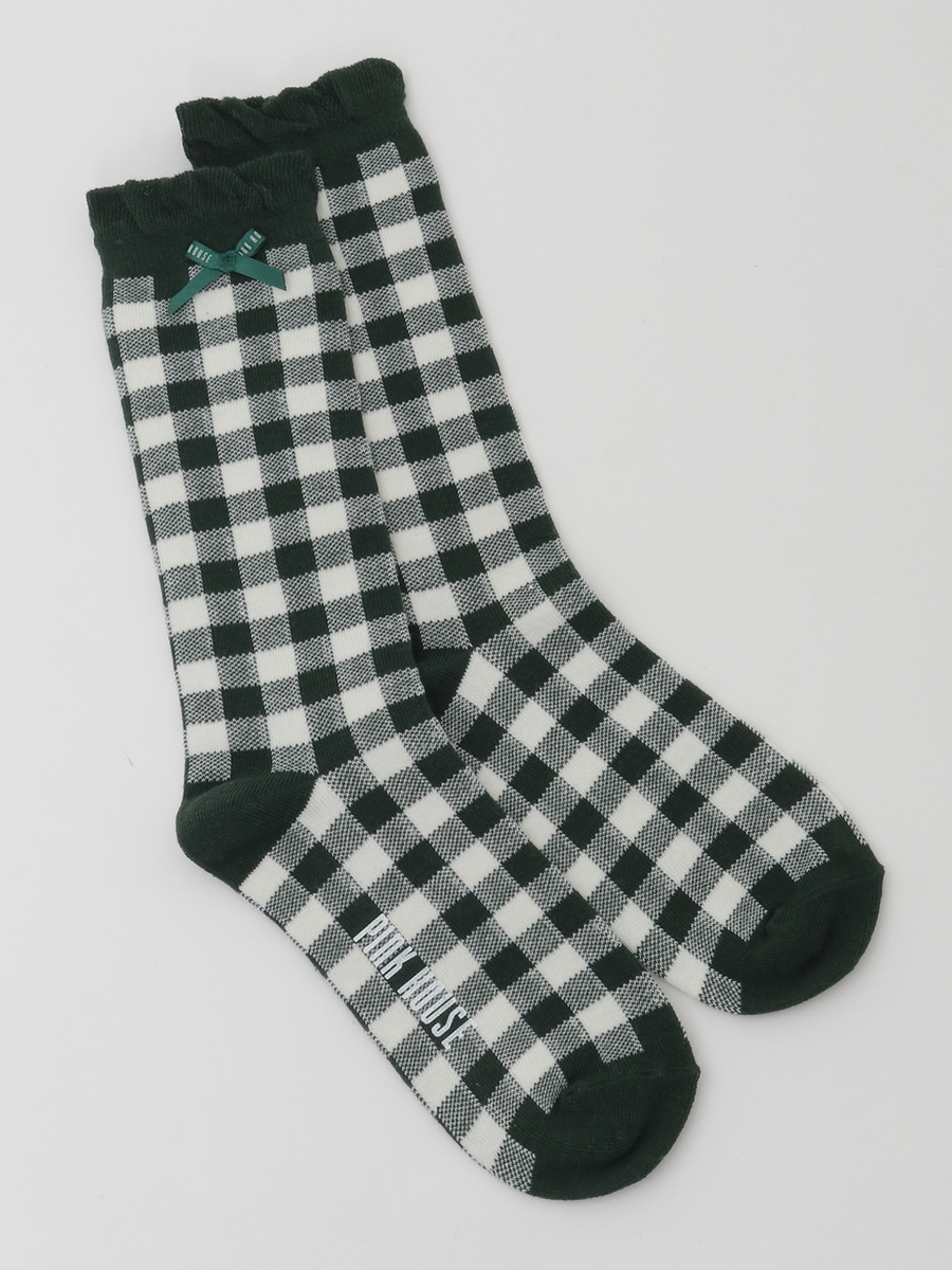 ギンガムチェックフリルソックス 詳細画像 グリーン 1