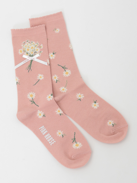 マーガレットブーケ柄ソックス