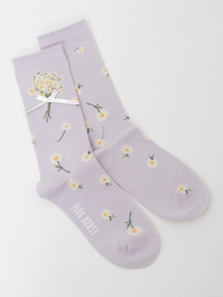 マーガレットブーケ柄ソックス