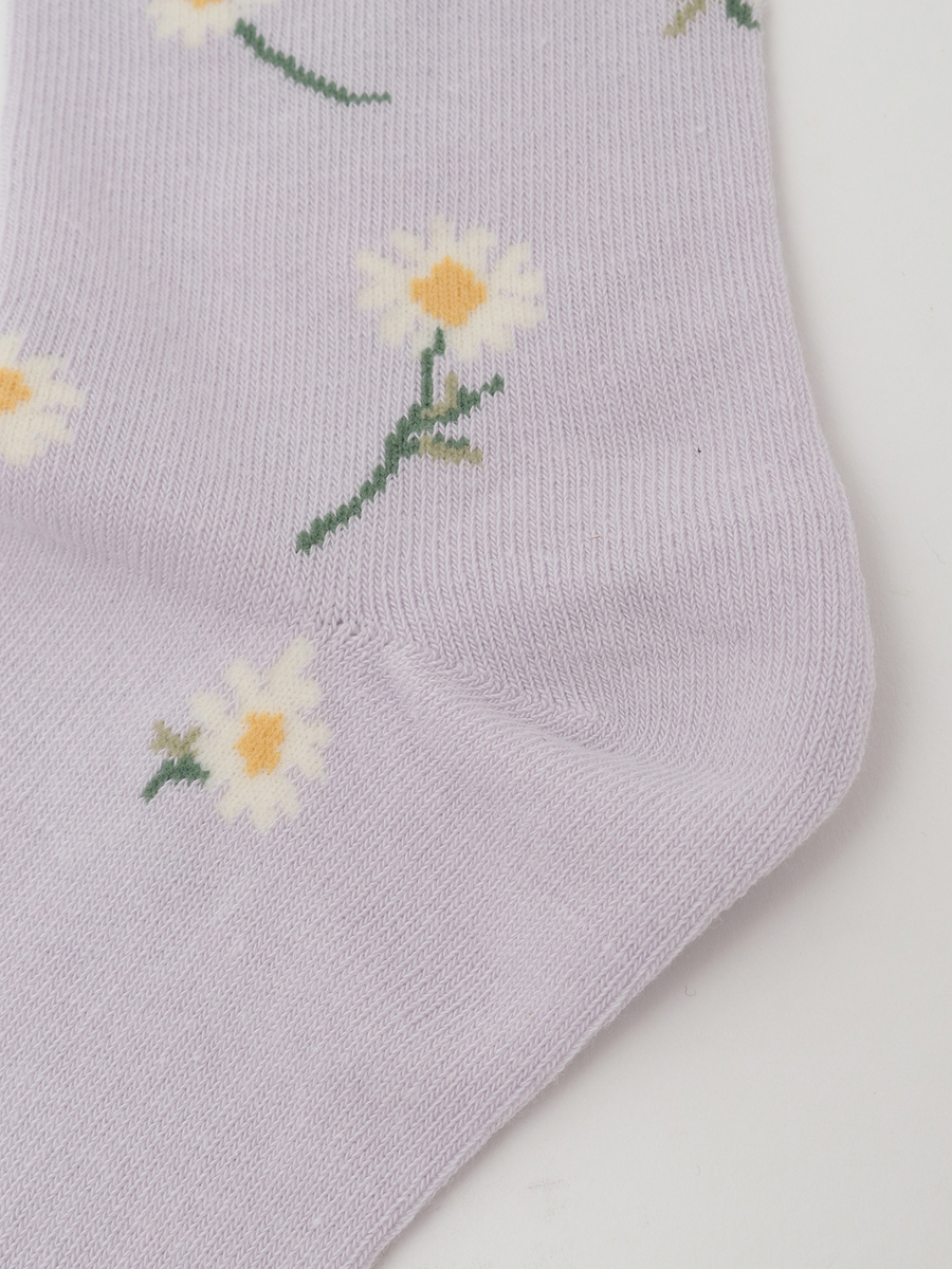 マーガレットブーケ柄ソックス 詳細画像 クロ 4