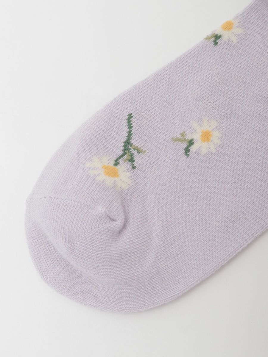 マーガレットブーケ柄ソックス 詳細画像 クロ 5