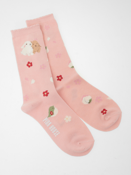 幸見うさぎ柄ソックス