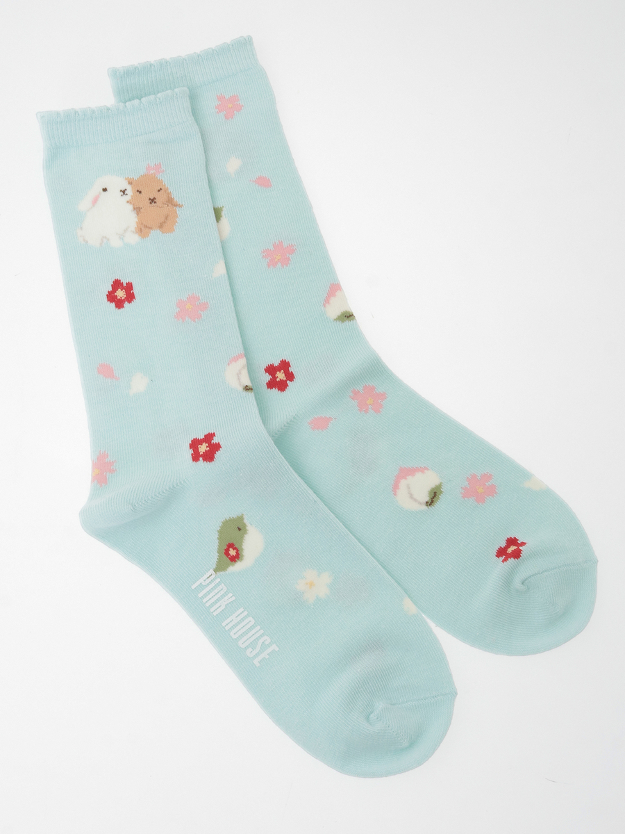 幸見うさぎ柄ソックス 詳細画像 ソライロ 1