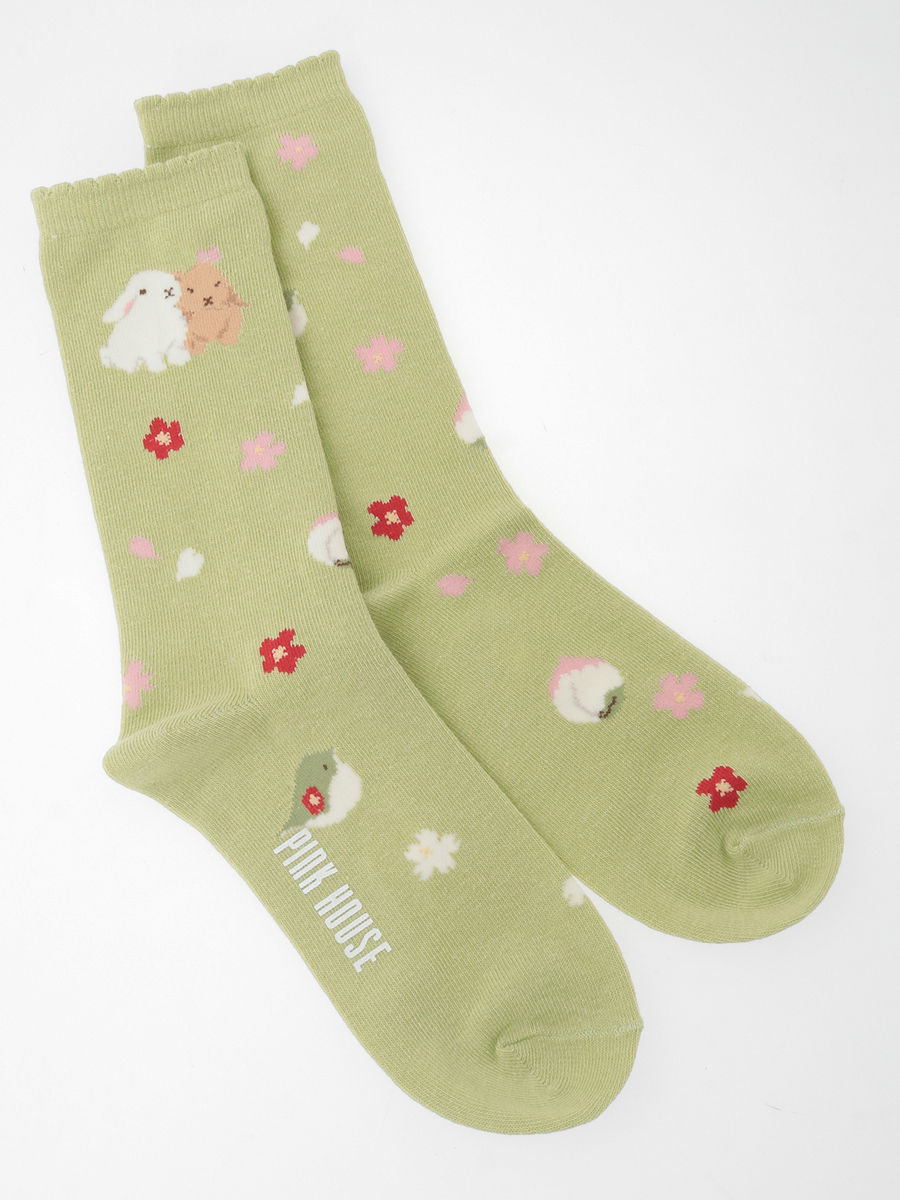 幸見うさぎ柄ソックス 詳細画像 ハッカ 1