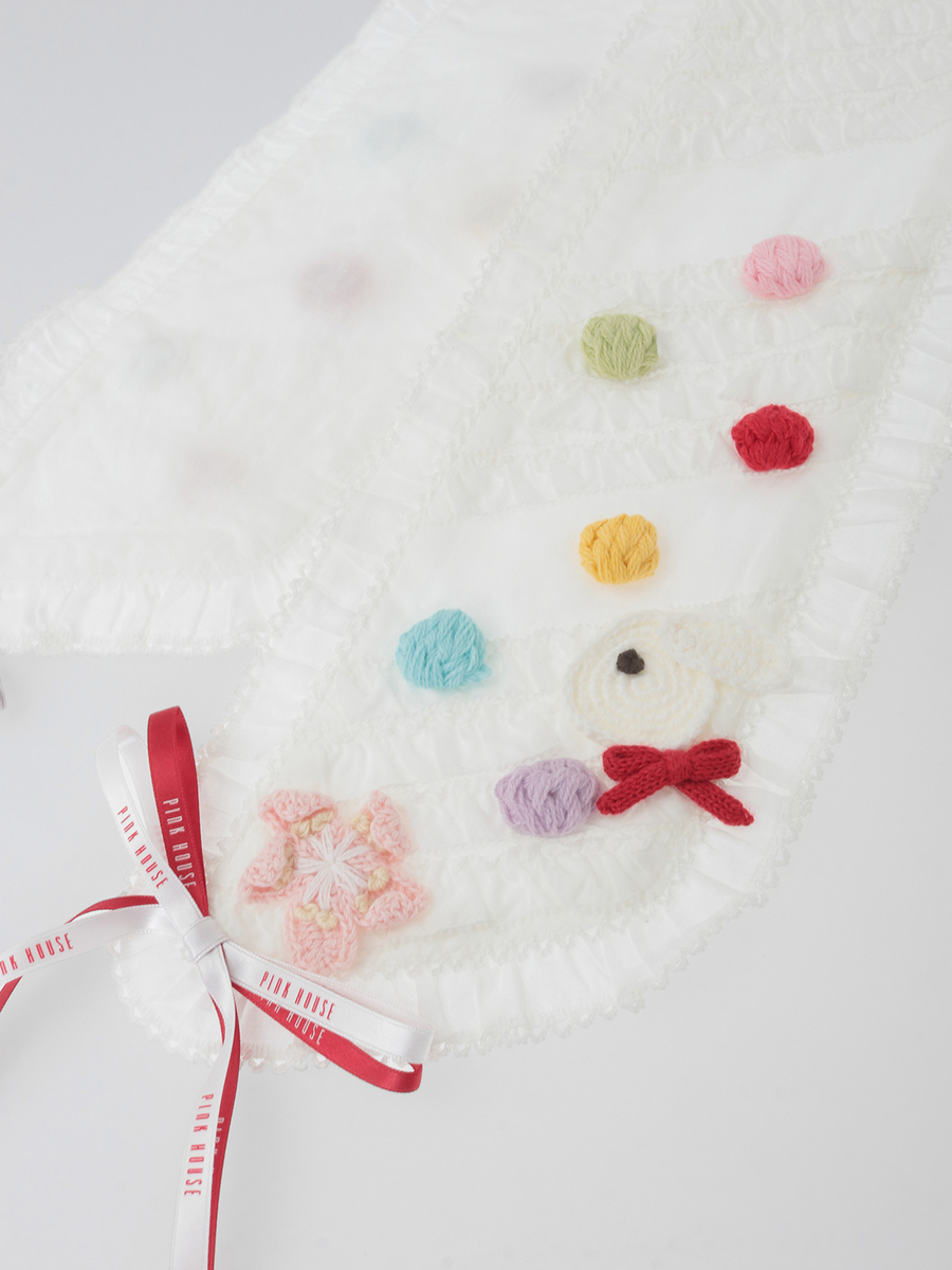 カラフルポップル付きサッシュリボン 詳細画像 アカ 2