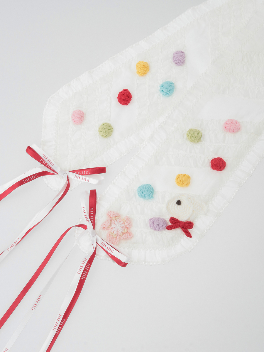 カラフルポップル付きサッシュリボン 詳細画像 アカ 5