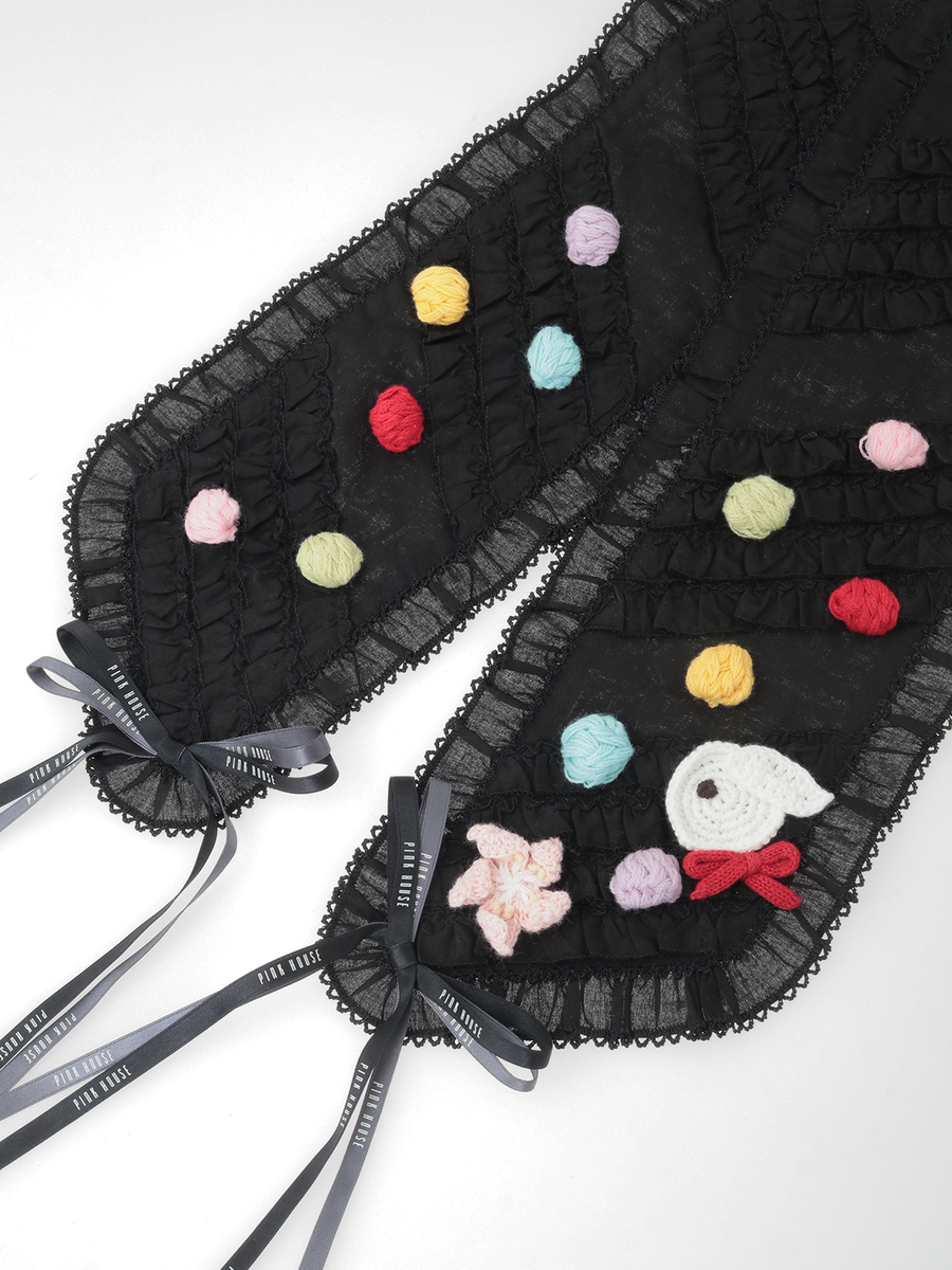 カラフルポップル付きサッシュリボン 詳細画像 アカ 6