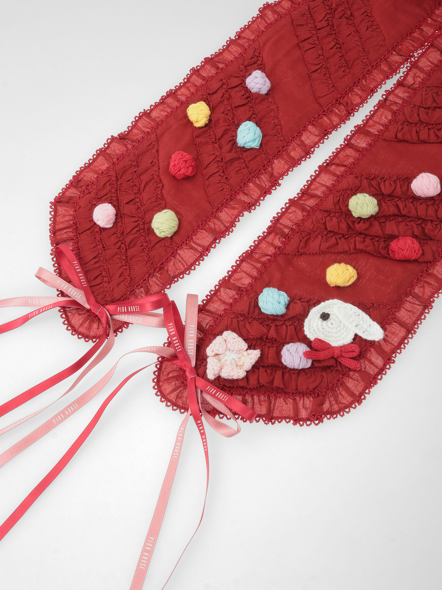 カラフルポップル付きサッシュリボン 詳細画像 アカ 7