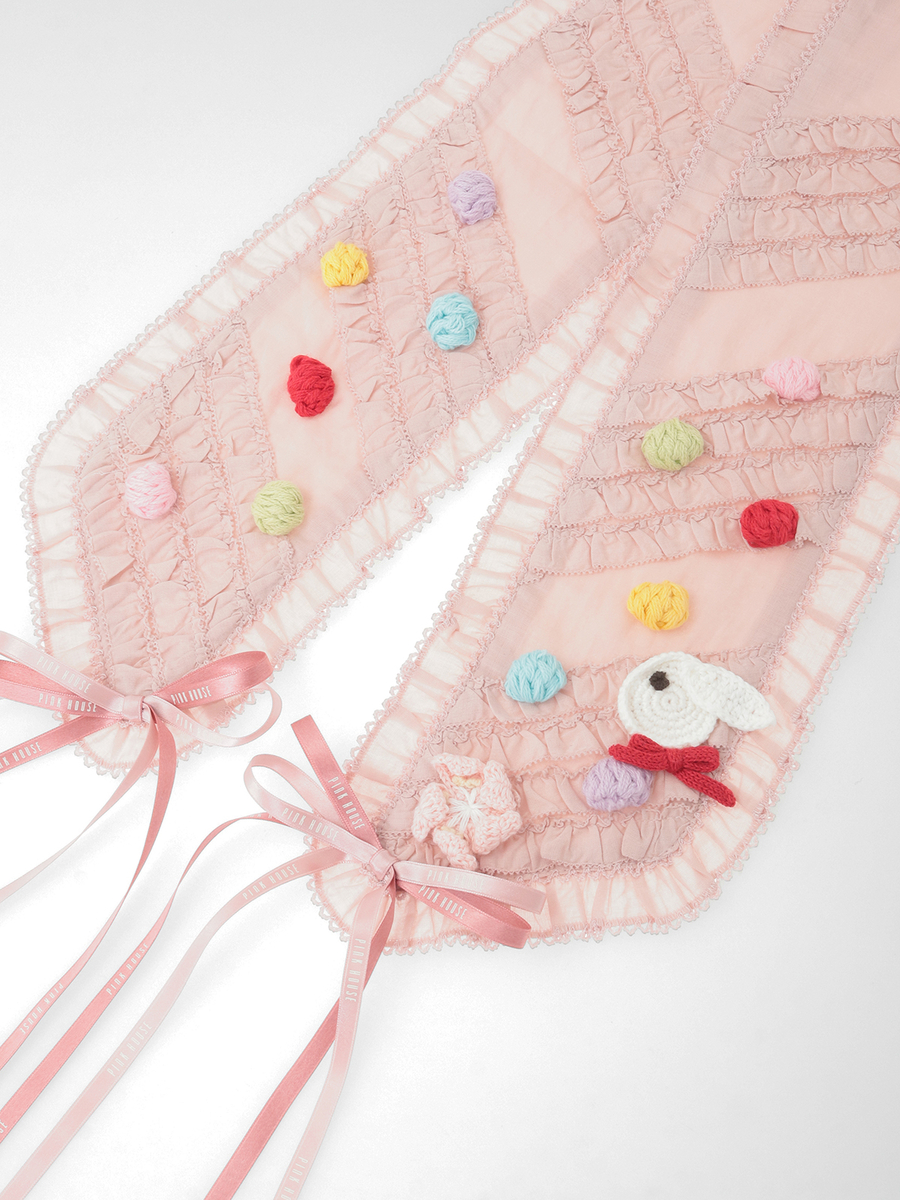 カラフルポップル付きサッシュリボン 詳細画像 アカ 8