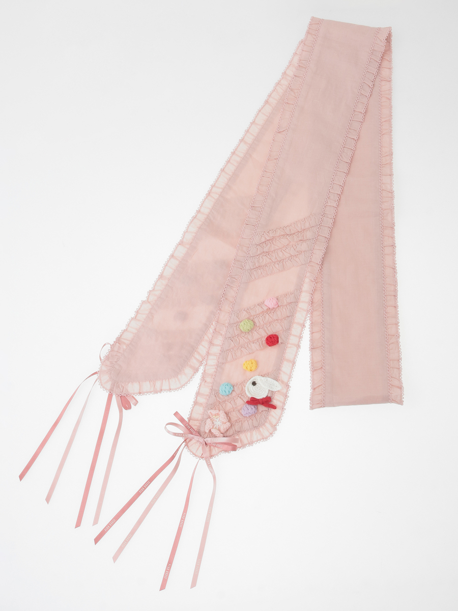 カラフルポップル付きサッシュリボン 詳細画像 ピンク 1