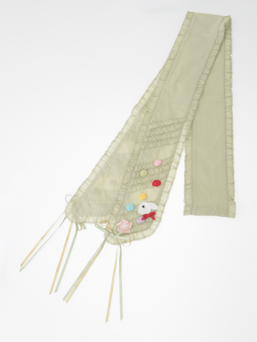 カラフルポップル付きサッシュリボン 詳細画像 ハッカ 1