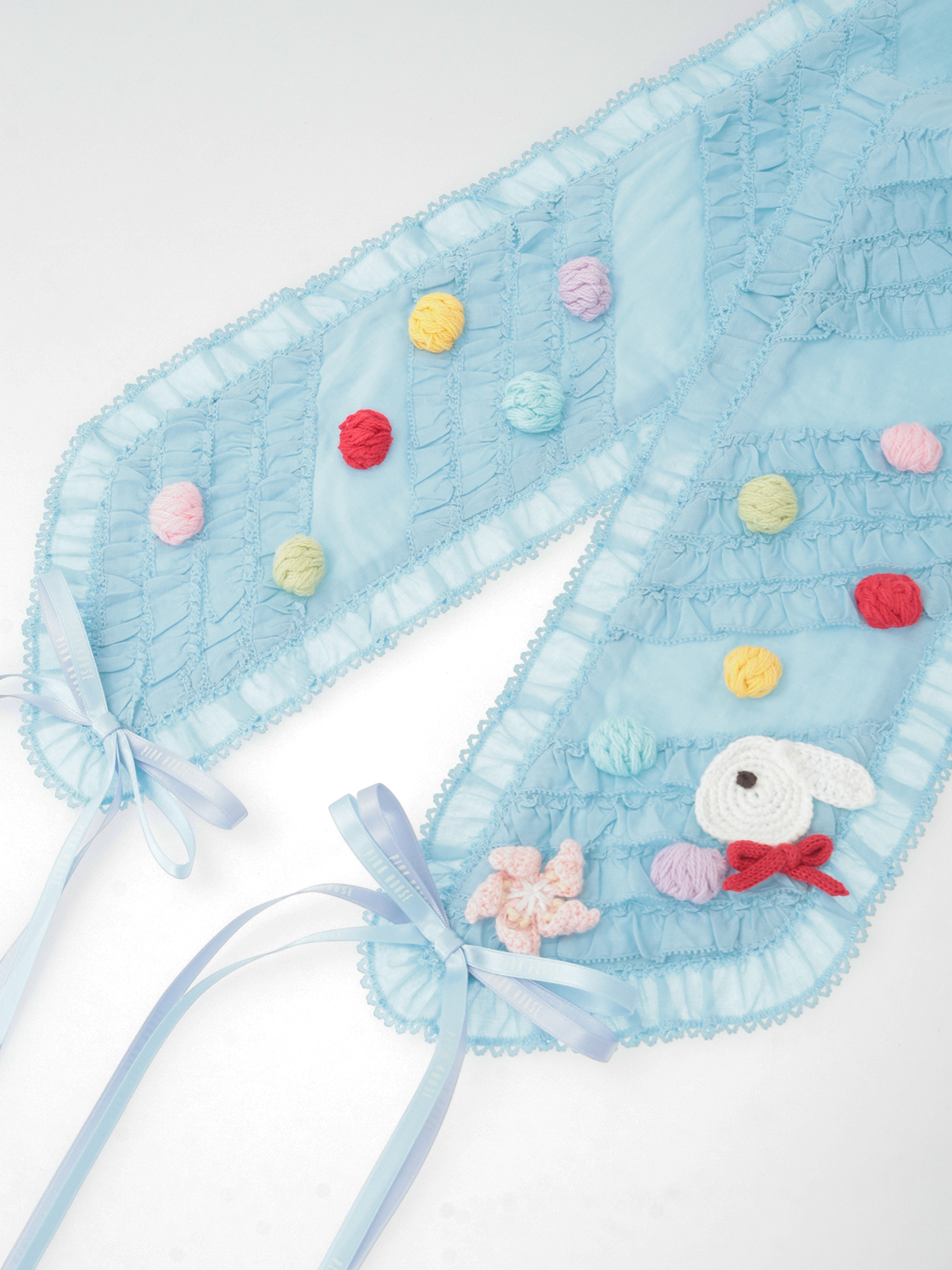 ピンクハウス コットンリボンフリルカーディガン サックスブルー PINK HOUSE（ピンクハウス）の「フリルリボン付きサッシュベルト