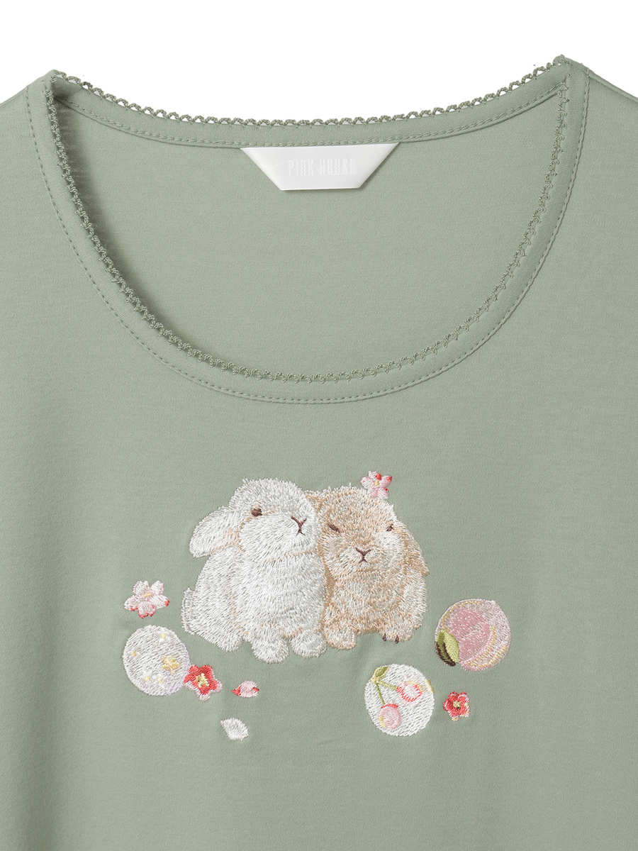 幸見うさぎ刺繍スムースワンピース 詳細画像 ソライロ 3