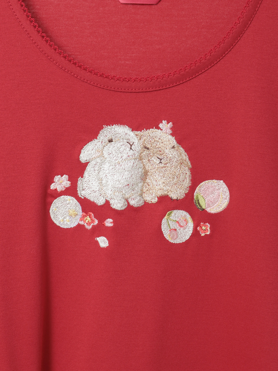 幸見うさぎ刺繍スムースワンピース 詳細画像 ソライロ 9