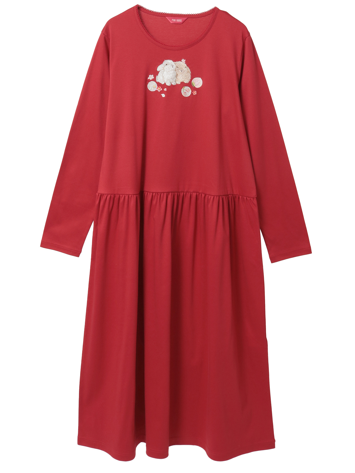 【試着のみ】ピンクハウス ミント いちごとのうさぎ柄 ワンピース/2022年 春 幸見うさぎプリントミディワンピース｜ピンクハウスオフィシャル