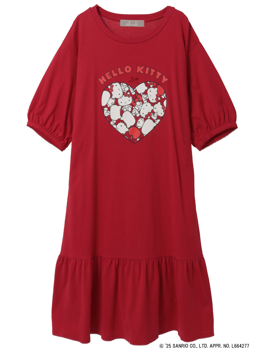 【alcali x HELLO KITTY】コラボレーションカットソーワンピース 詳細画像 レッド 1