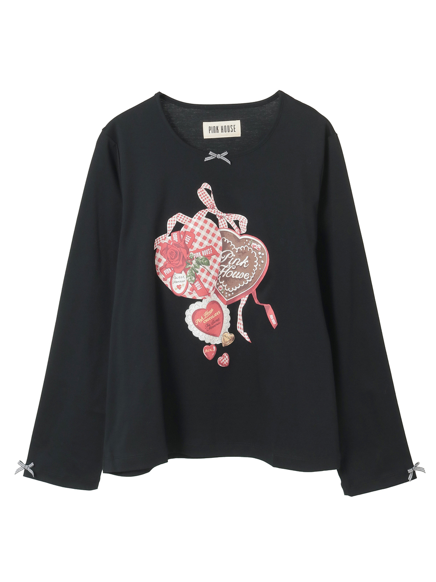 スウィートメモリープリントカットソー 詳細画像 ブラック 1