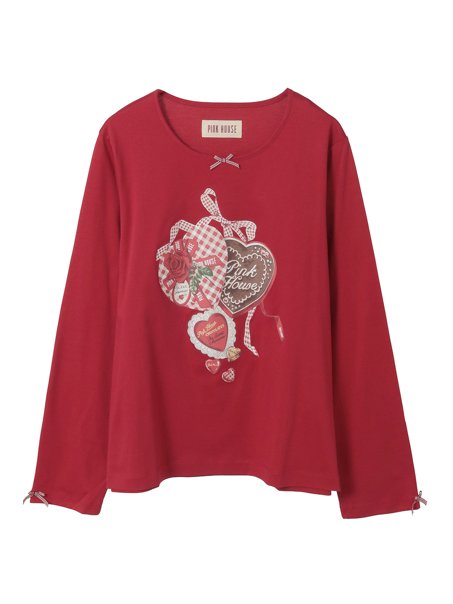 スウィートメモリープリントカットソー 詳細画像 アカ 1