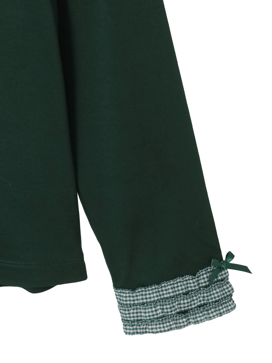 ギンガムチェックフリル襟使いカットソー 詳細画像 グリーン 4