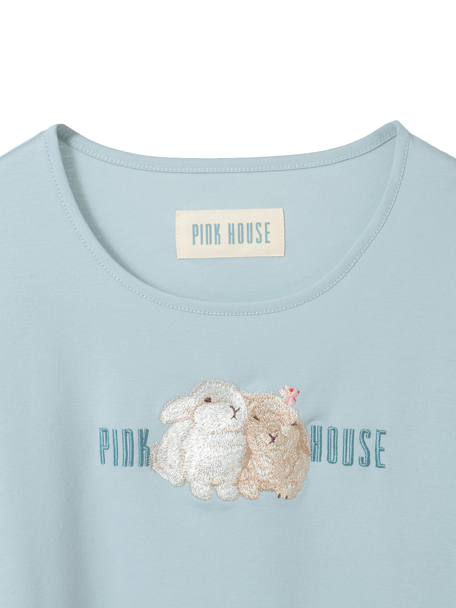 幸見うさぎ刺繍スムースカットソー 詳細画像 シロ 3