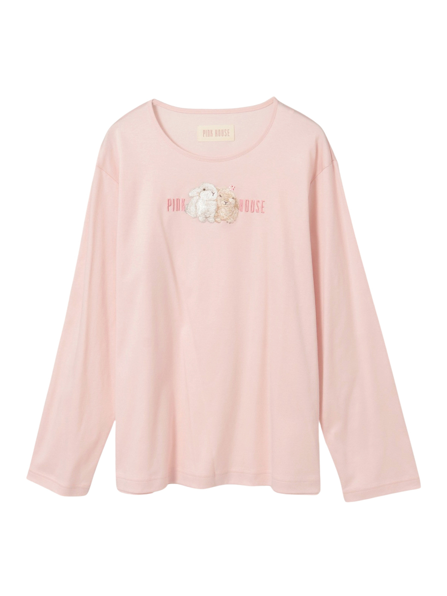 幸見うさぎ刺繍スムースカットソー 詳細画像 ピンク 1