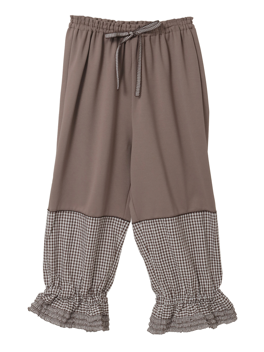 裾ギンガムチェック使いドロワーズ 詳細画像 チョコレート 1