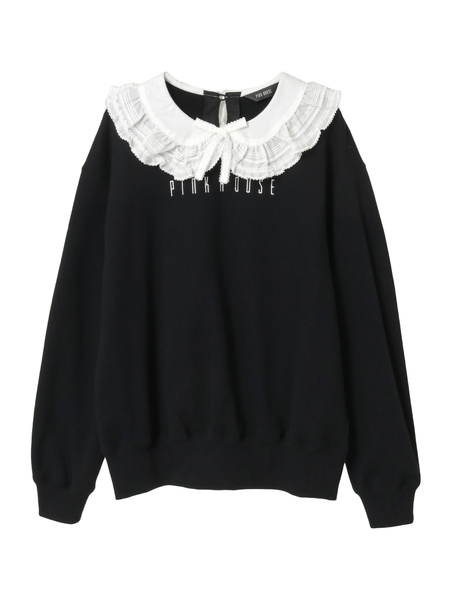 ローン衿付きロゴトレーナー 詳細画像 クロ 1