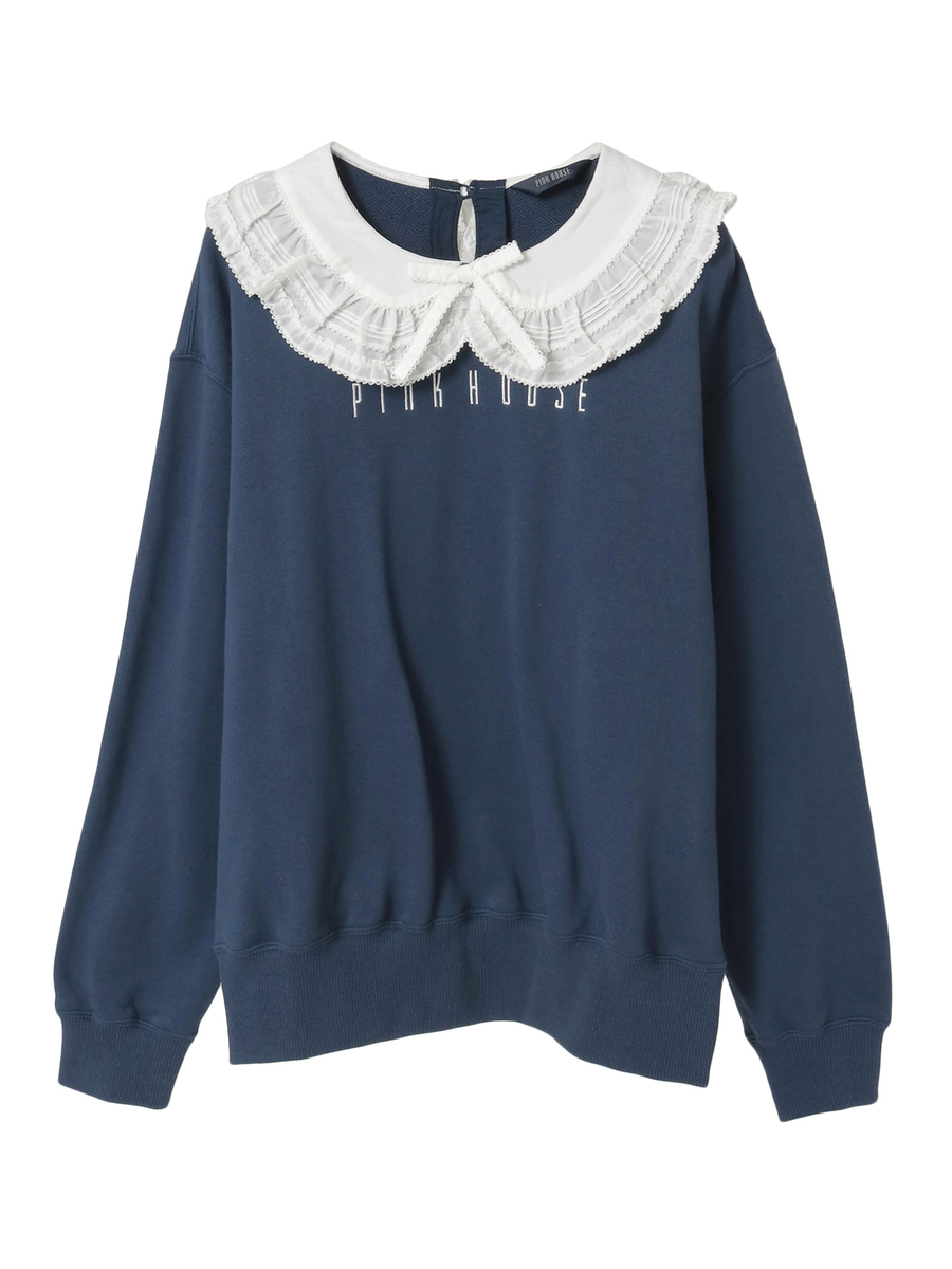 ローン衿付きロゴトレーナー 詳細画像 ネイビー 1