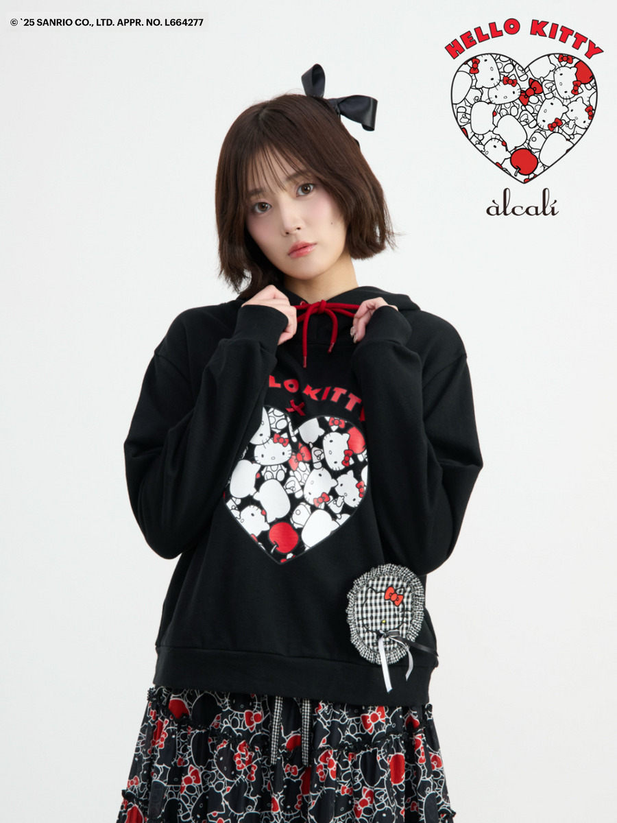 【alcali x HELLO KITTY】コラボレーションパーカー 詳細画像 ブラック 2