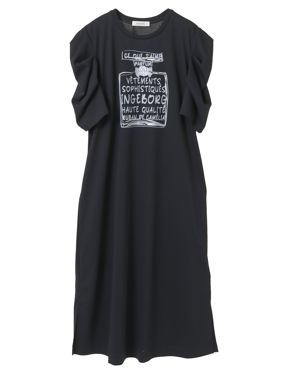 香水瓶ワンポイントpt.カットソーワンピース 詳細画像 ネイビー 1