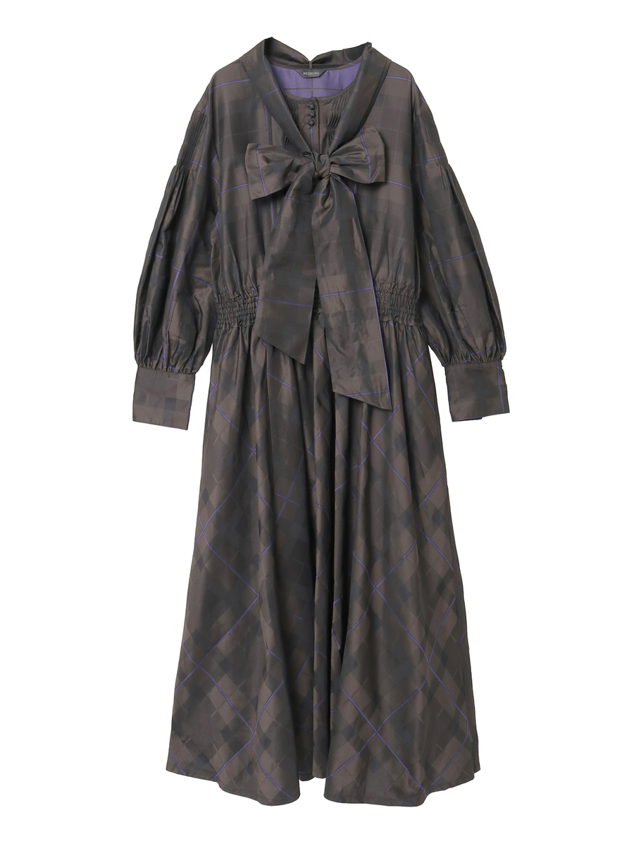 タフタタータンチェックワンピース 詳細画像 ブラウン 1