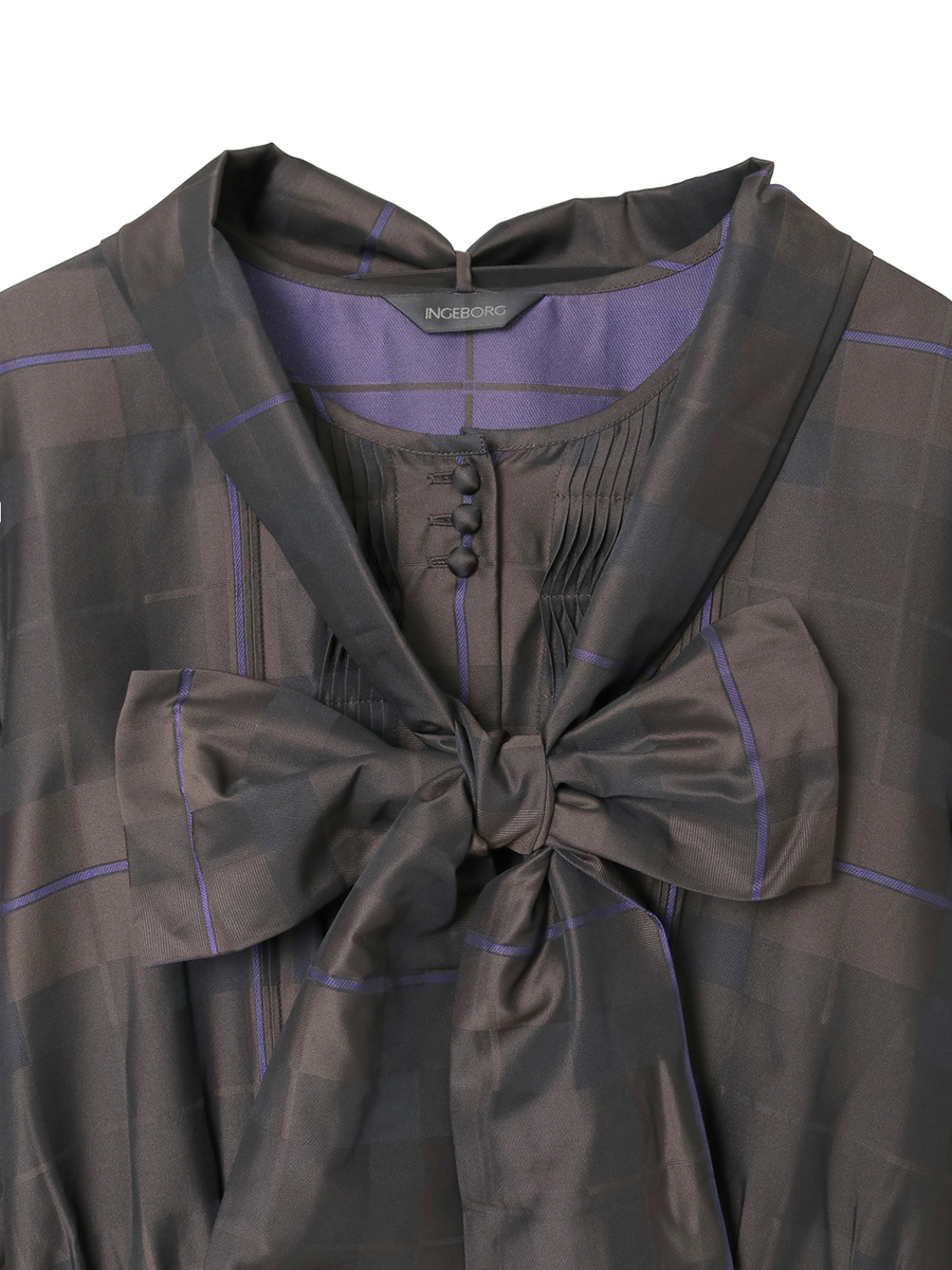 タフタタータンチェックワンピース 詳細画像 ブラウン 3