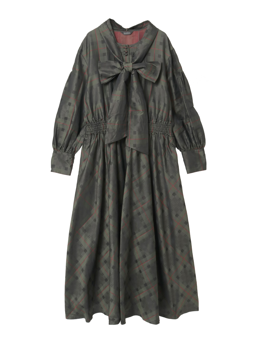 タフタタータンチェックワンピース 詳細画像 カーキ 1