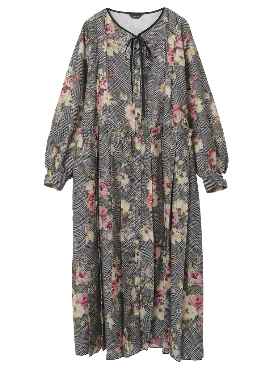 チェックブーケpt.ワンピース 詳細画像 クロ 1