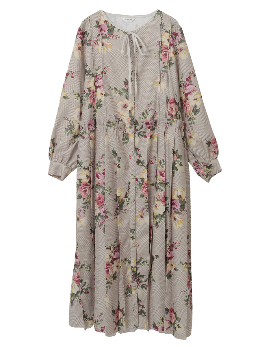 チェックブーケpt.ワンピース 詳細画像 ベージュ 1