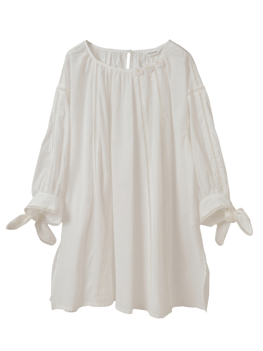 コットンローンレース使いチュニック 詳細画像 シロ 1