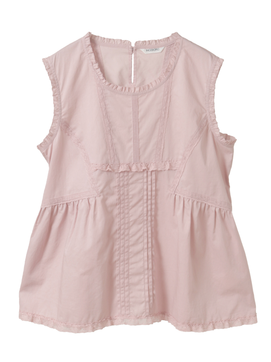 フランス製レース使いコットンローンブラウス 詳細画像 ピンク 1