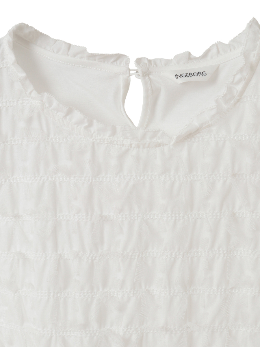 チュールリボン刺繍ブラウス 詳細画像 オフ 3