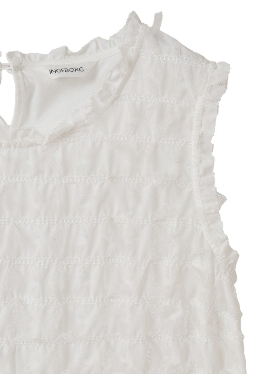 チュールリボン刺繍ブラウス 詳細画像 オフ 5