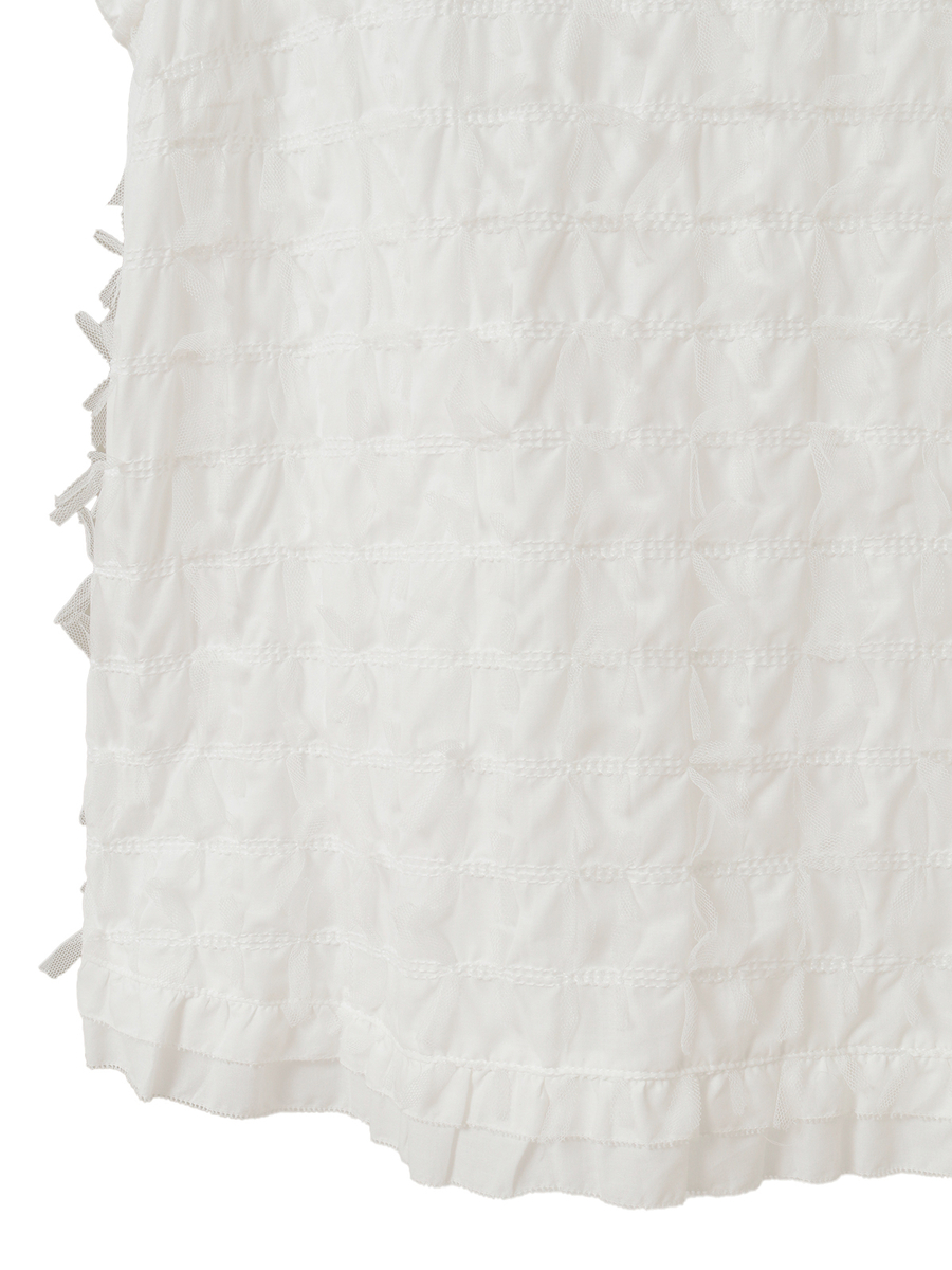 チュールリボン刺繍ブラウス 詳細画像 オフ 6