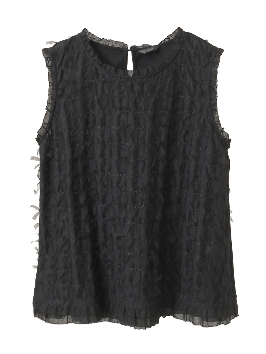 チュールリボン刺繍ブラウス 詳細画像 クロ 1