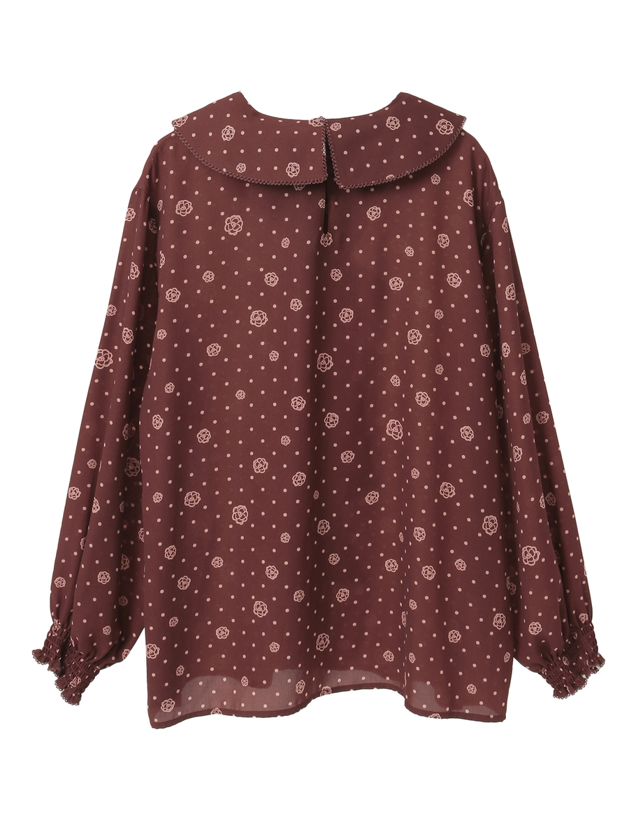 カメリアドットpt.リボンブラウス 詳細画像 ブラウン 2