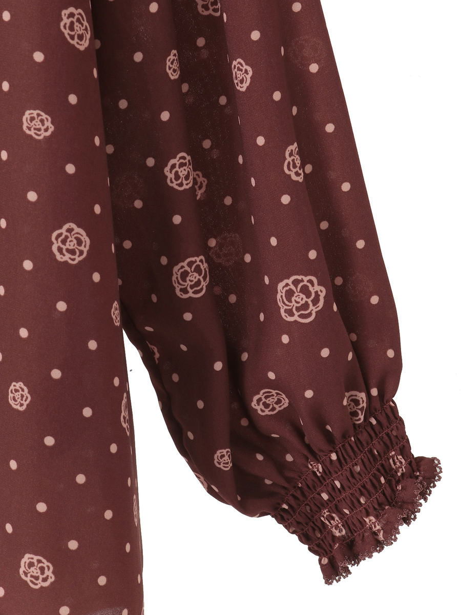 カメリアドットpt.リボンブラウス 詳細画像 ブラウン 5