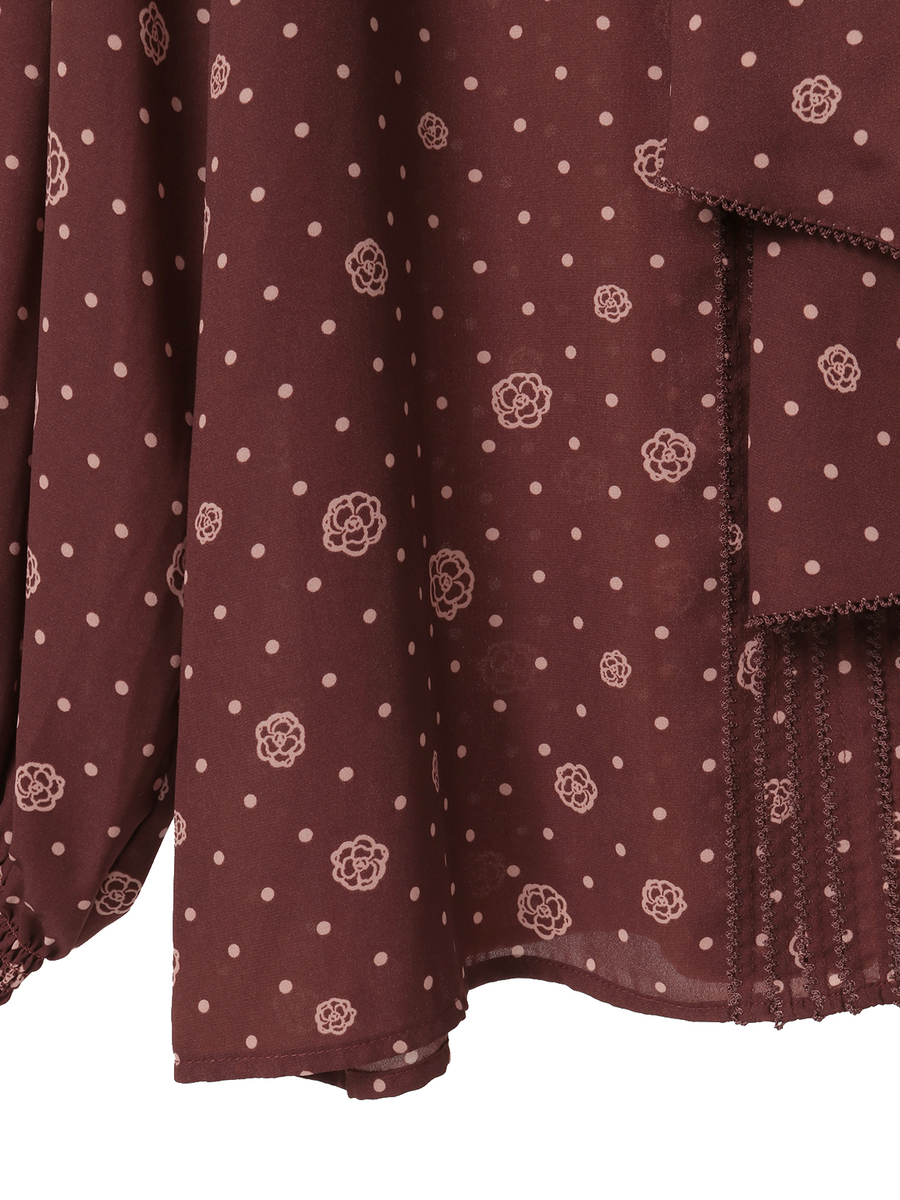 カメリアドットpt.リボンブラウス 詳細画像 ブラウン 6