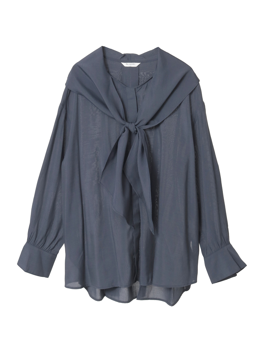 リボンタイブラウス 詳細画像 ネイビー 1