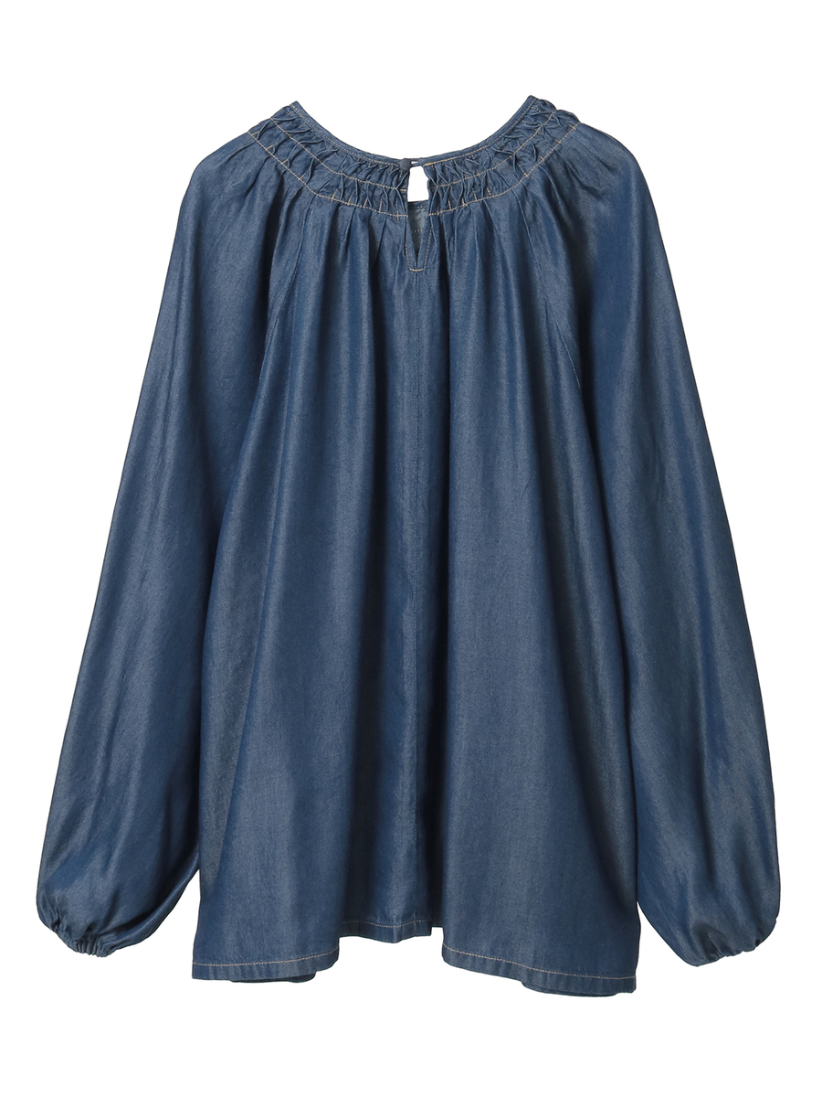 テンセルデニムタックブラウス 詳細画像 クロ 2