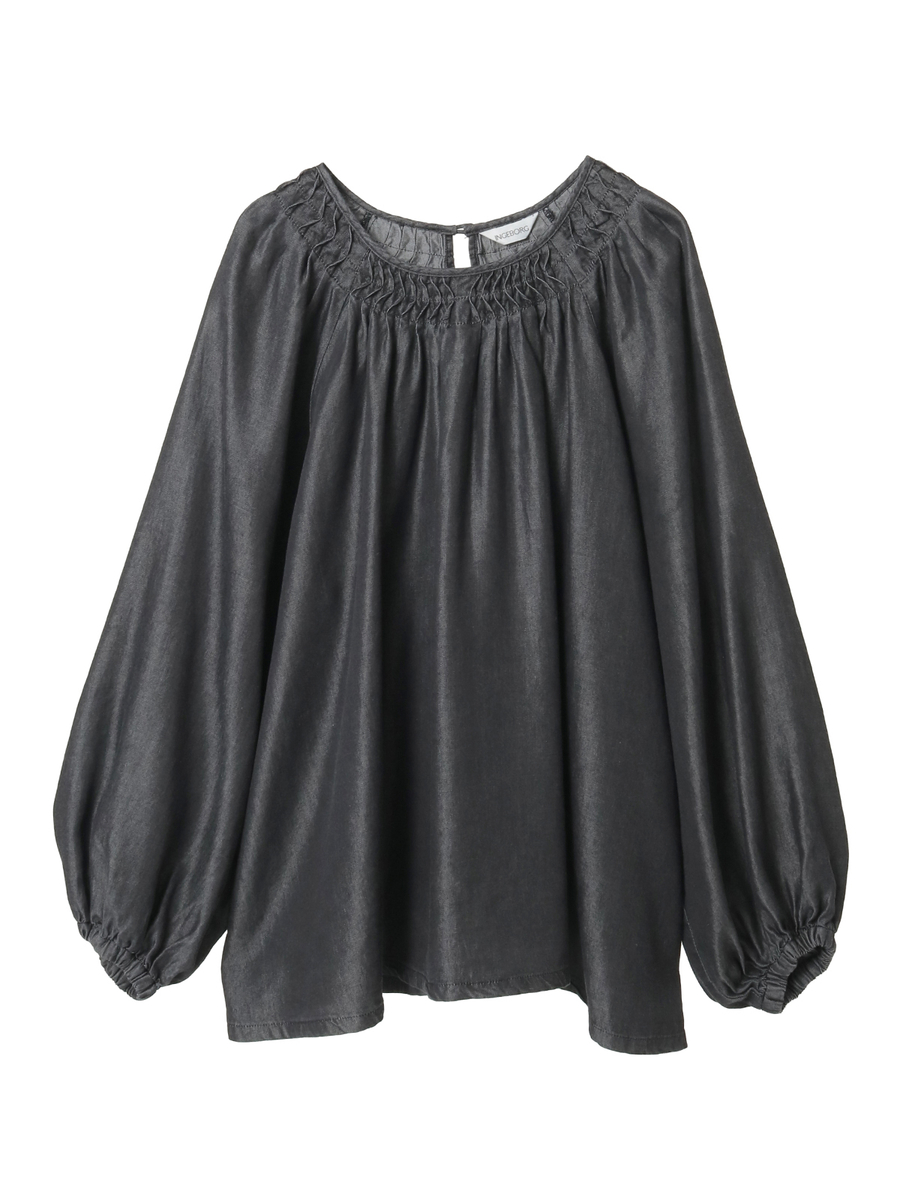 テンセルデニムタックブラウス 詳細画像 クロ 1