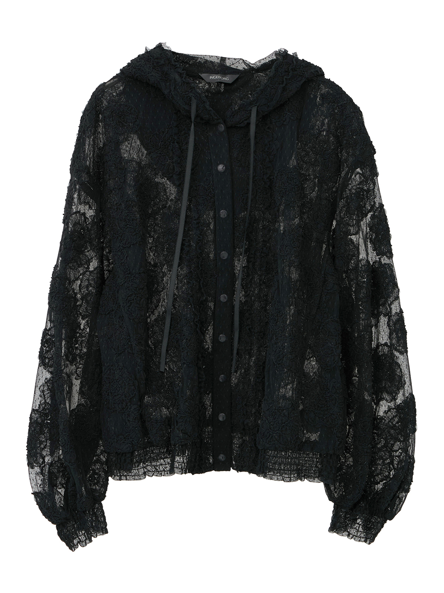 カメリアチュールレースブラウス 詳細画像 クロ 1