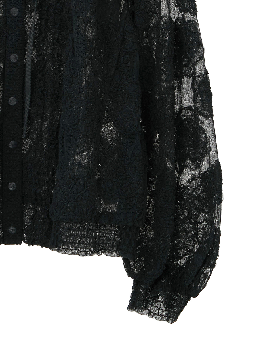 カメリアチュールレースブラウス 詳細画像 クロ 4