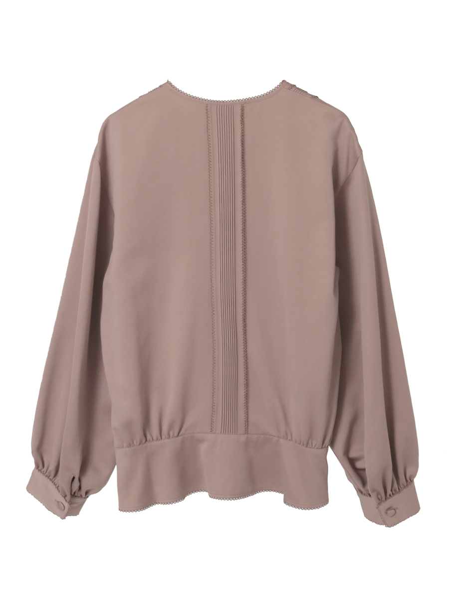 サテン起毛ペプラムブラウス 詳細画像 ブラウン 2